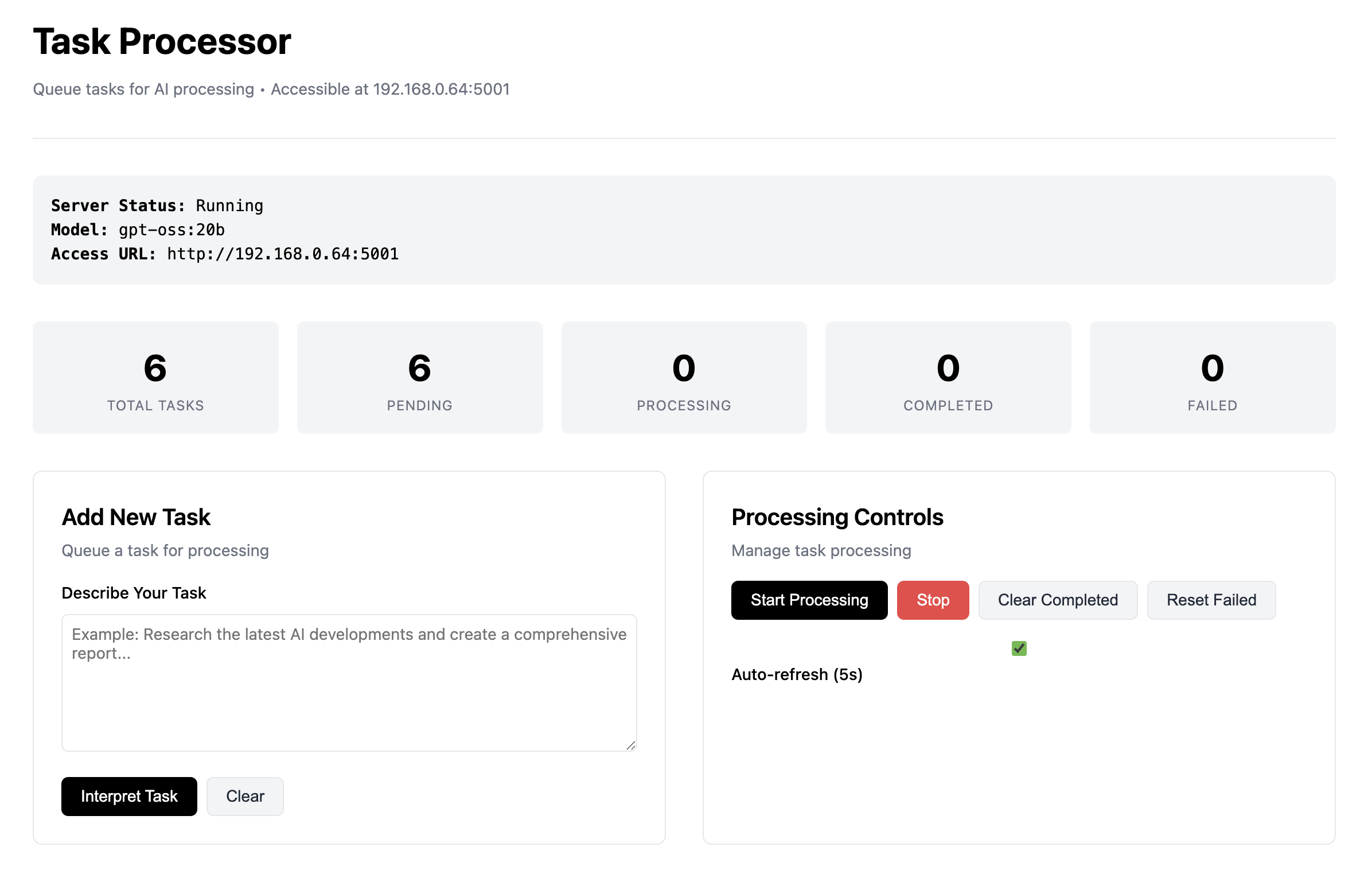 Screenshot of the OSS Batch Processor application GUI